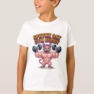 Camiseta Gato Sphynx muscular compañero de gimnasio Cartoon