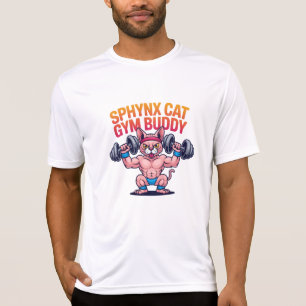 Camiseta Gato Sphynx Musculoso Compañero de Gimnasio Dibujo
