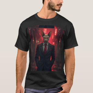 Camiseta Gato Sphynx Neon Noir al Estilo Mafioso