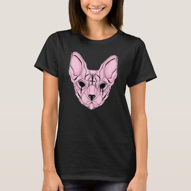Camiseta Gato Sphynx Pastel Gótico (Anverso)
