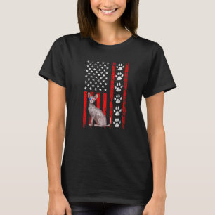 Camiseta Gato Sphynx Pata De La Bandera Americana Patriótic