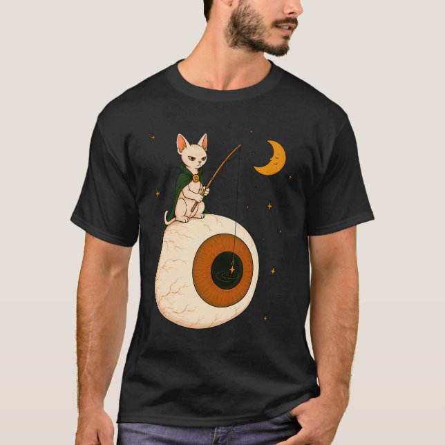 Camiseta Gato Sphynx Pescando Ojo (Anverso)
