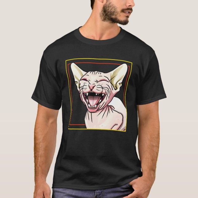 Camiseta Gato Sphynx riendo (Anverso)