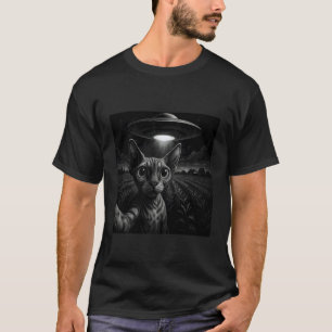 Camiseta Gato Sphynx Selfie con OVNI