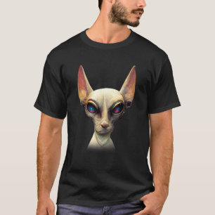 Camiseta Gato Sphynx sin pelo Alien UFO Retrato 1