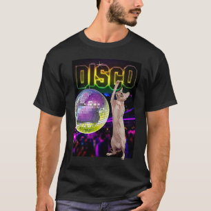 Camiseta Gato Sphynx sin pelo en la discoteca Gato bailando