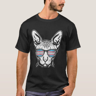 Camiseta Gato Sphynx Transexual Genial con Gafas de Sol Ret