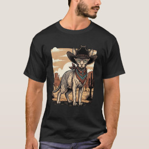 Camiseta Gato Sphynx Vaquero Gato Papá Gato Sin Pelo Mascot