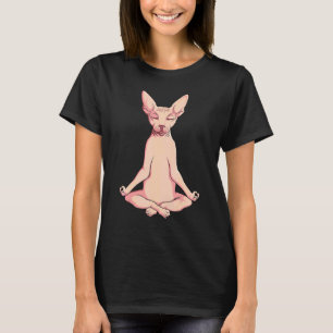 Camiseta Gato Sphynx Yoga Meditación Criador Mascota Sin Pe
