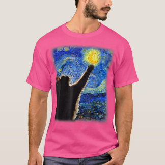 Camiseta Gato Starry Night, Gato Van Gogh, Luna Crescent, G