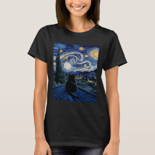 Camiseta Gato Starry Night Van Gogh Cat Art Lover Funny Cat