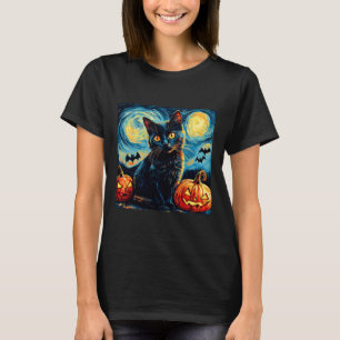 Camiseta Gato Starry Night Van Gogh Cat Lover Bats