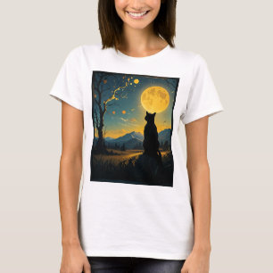 Camiseta Gato Starry Night Van Gogh Cat Para Gato Que Perte