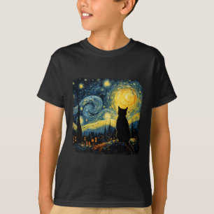 Camiseta Gato Starry Night Van Gogh Cat Para Gato Que Perte