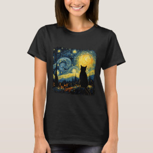 Camiseta Gato Starry Night Van Gogh Cat Para Gato Que Perte