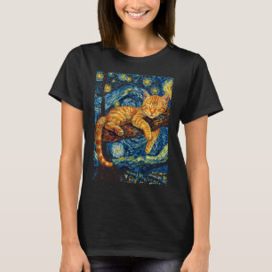 Camiseta Gato Starry Night Van Gogh Cat Para Gato Que Perte