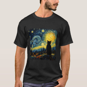 Camiseta Gato Starry Night Van Gogh Cat Para Gato Que Perte