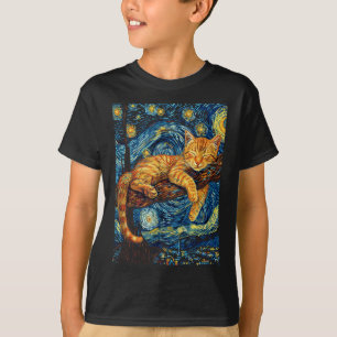 Camiseta Gato Starry Night Van Gogh Cat Para Gato Que Perte