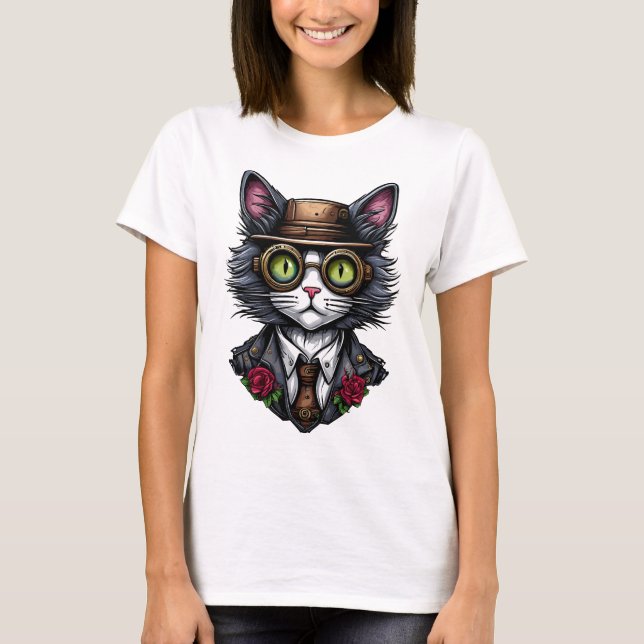 Camiseta Gato Steampunk (Anverso)