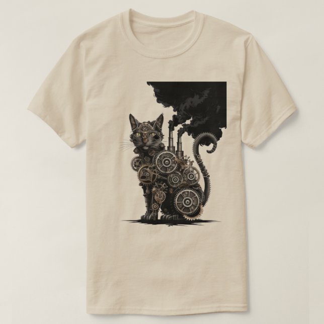 Camiseta Gato Steampunk (Diseño del anverso)