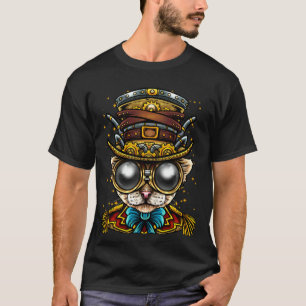 Camiseta Gato Steampunk Arte Retro Góthico Punk Animal De