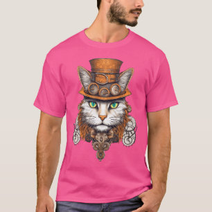 Camiseta Gato Steampunk Con Diseño Gráfico Gorra Cat Lover