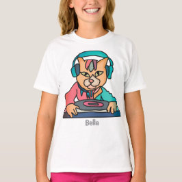 Camiseta Gato Street Retro con audífonos | Divertido