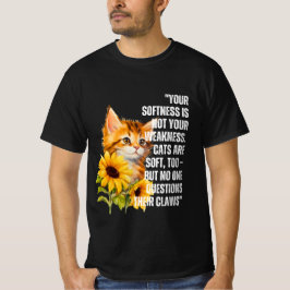 Camiseta Gato "suave pero fuerte" con girasoles cita a T-Sh