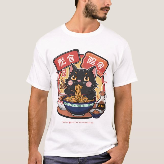 Camiseta Gato súper felino Ramen lindo gato japonés (Anverso)