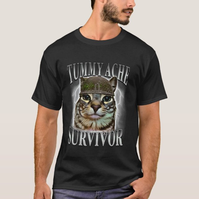 Camiseta Gato Superviviente de Dolor de Barriga Frase Diver (Anverso)