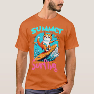 Camiseta Gato Surfando Divertido