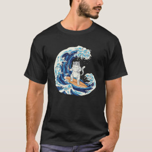 Camiseta Gato Surfando y Comiendo Sushi
