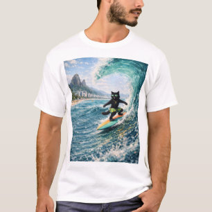 Camiseta Gato Surfista Genial 