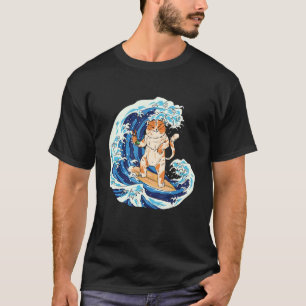 Camiseta Gato Surfista Y Comiendo Sushi Gato