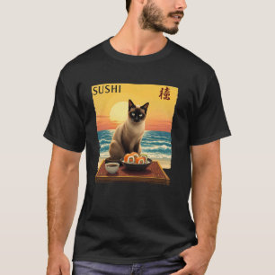 Camiseta Gato Sushi Comida Japonesa Amante Felino Arte