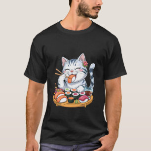 Camiseta Gato Sushi Disfrutando del Delicioso Banquete de S