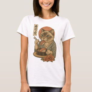 Camiseta Gato Sushi – Elegante Gato al Estilo Japonés Comie