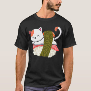 Camiseta Gato Sushi Gatito Minino Comida Japonesa Sashimi