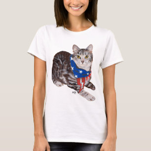 Camiseta Gato Tabby Americano Patriótico de Pelo Corto