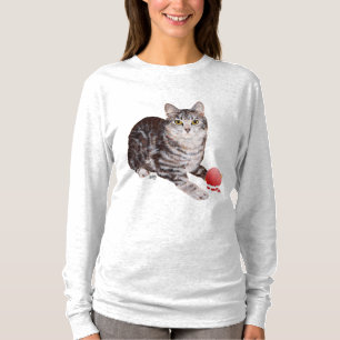Camiseta Gato Tabby de Navidad con Adorno
