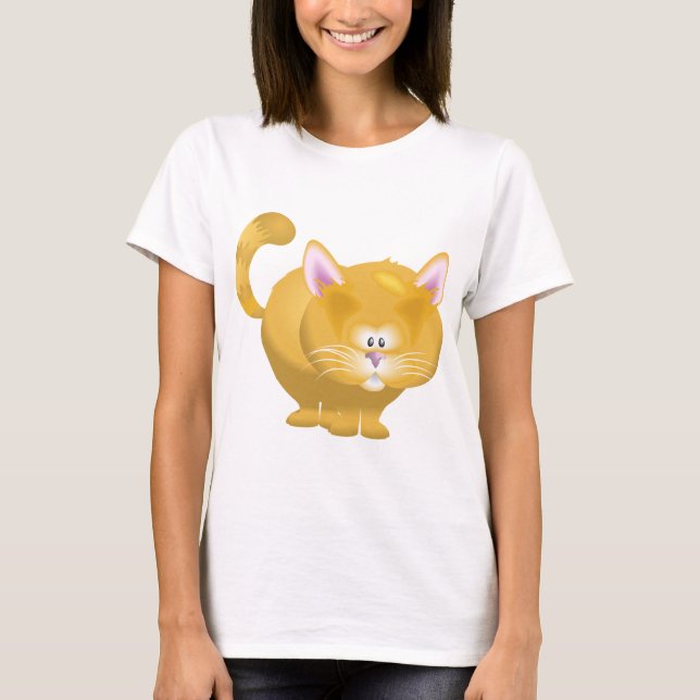 Camiseta Gato Tabby Naranja Redondo Adorable (Anverso)