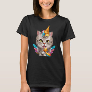Camiseta Gato Tabby Plateado Helado Unicornio