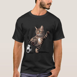 Camiseta Gato Tabby Rayado Pateando Fútbol Ll Amor Por Los 