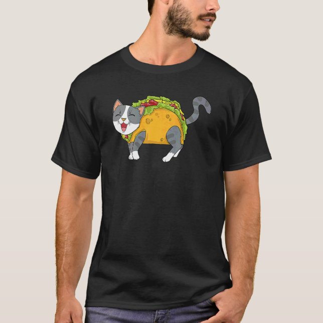 Camiseta Gato Taco Hombres Mexicanos de Comida Jóvenes (Anverso)
