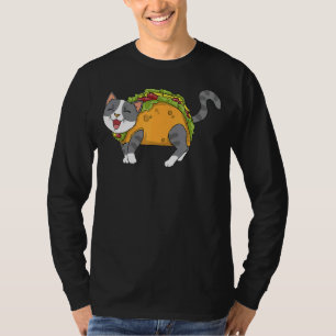 Camiseta Gato Taco Hombres Mexicanos de Comida Jóvenes