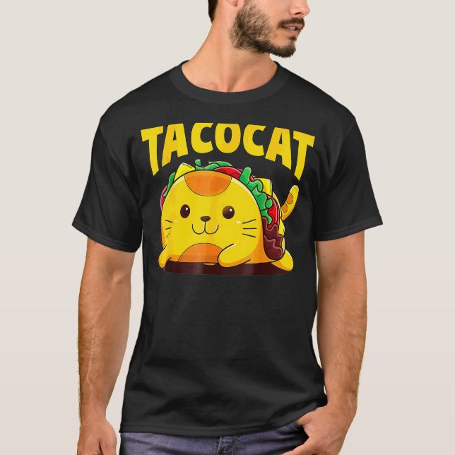 Camiseta Gato Taco Hombres Mexicanos de Comida Niños Jóvene (Anverso)