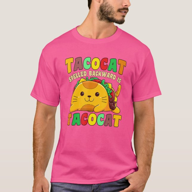 Camiseta Gato Taco Hurgado Hacia Atrás Es Tacocat Mexicano (Anverso)