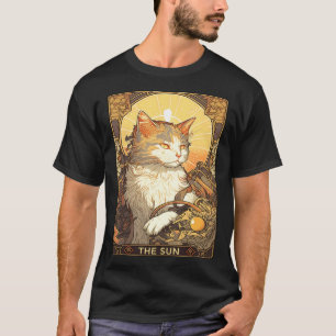 Camiseta Gato Taro Carta Tarot El Sol Art Nouveau