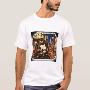 Camiseta Gato Taxi de Tokio   Arte de Ciudad Japon