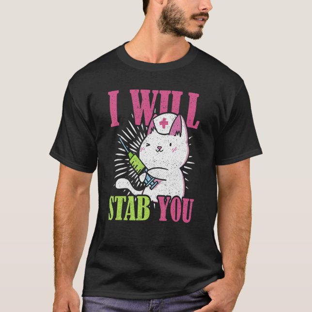 Camiseta Gato Te Apuñalaré Enfermera (Anverso)